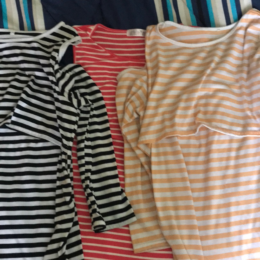 Three striped breastfeeding shirts
